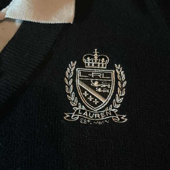 LRL long sleeve V neck knit sweater with polo collar - Picture 5 of 14
